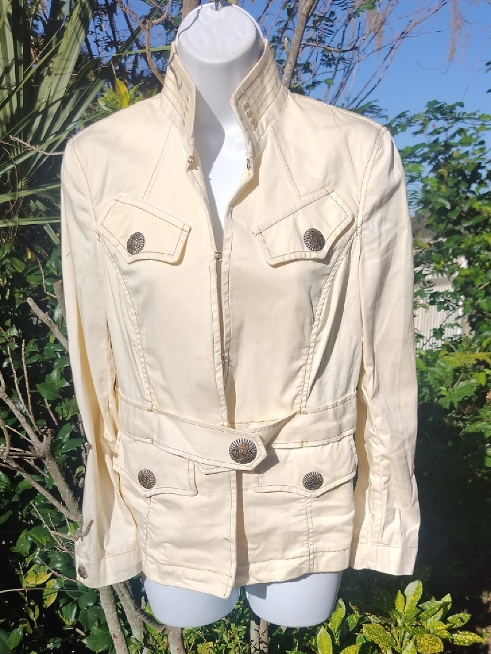 '90s Jean Paul Gaultier Cream Utility Jacket with Belt Xs/S